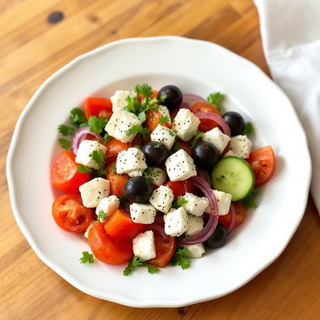 Insalata Mediterranea di Pomodori, Olive e Feta