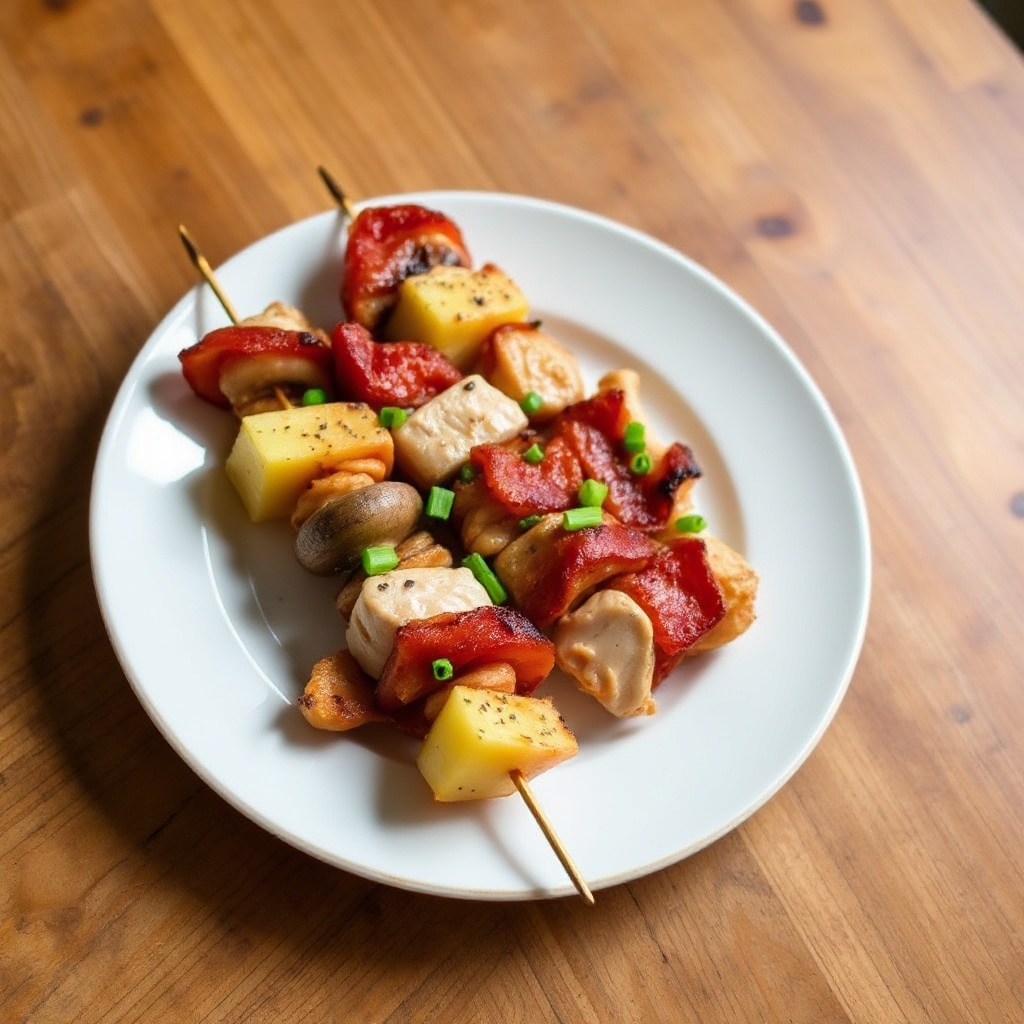 Spiedini di Pollo e Bacon con Ananas
