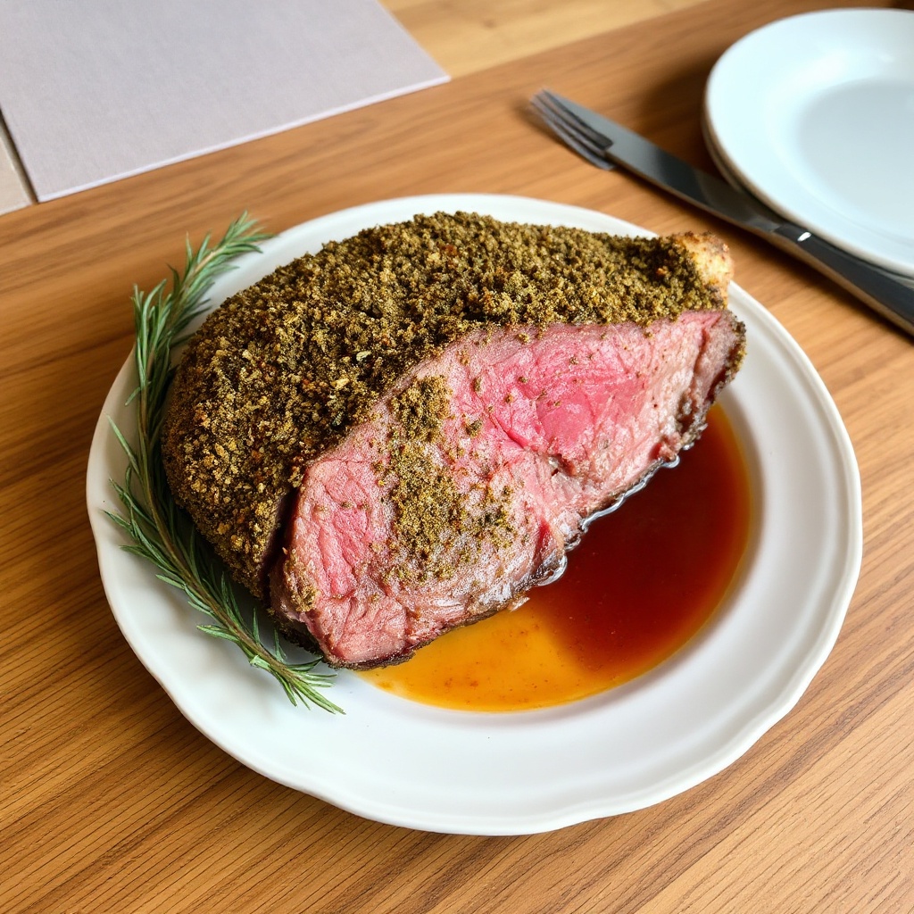Kräuterkruste Rinderbraten mit Jus