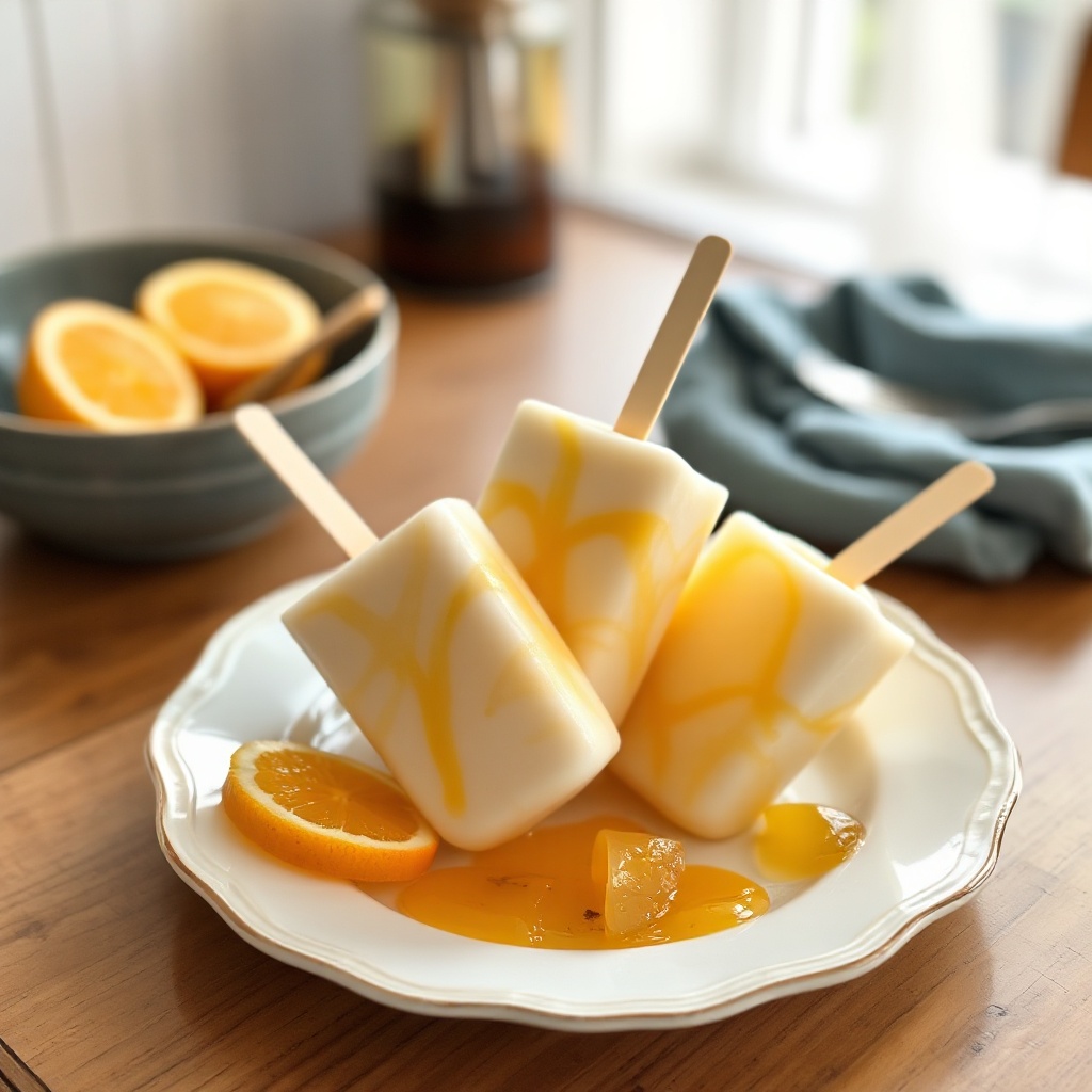 Cremige Vanille-Joghurt-Eis am Stiel mit einem Zitrus-Twist