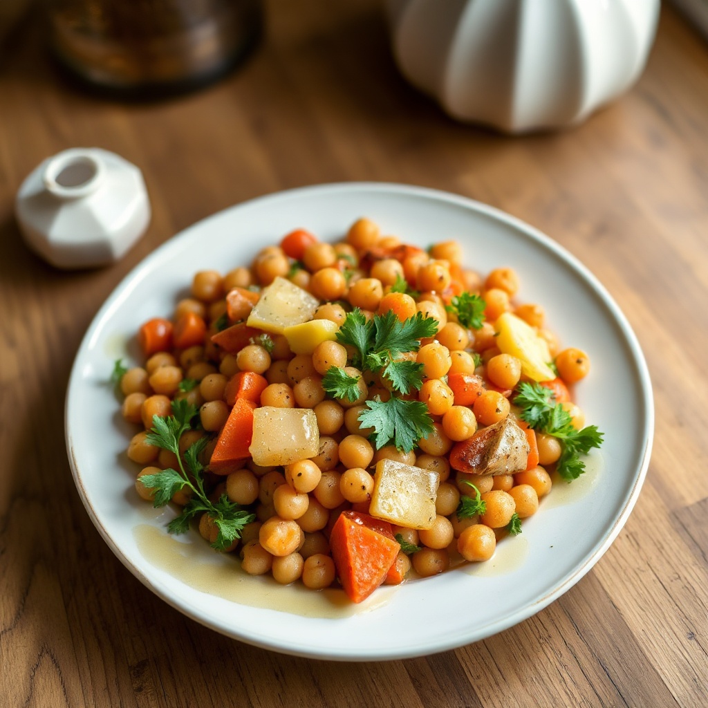 Warmer Kichererbsen- und Karottensalat mit Zitronen-Kräuter-Dressing