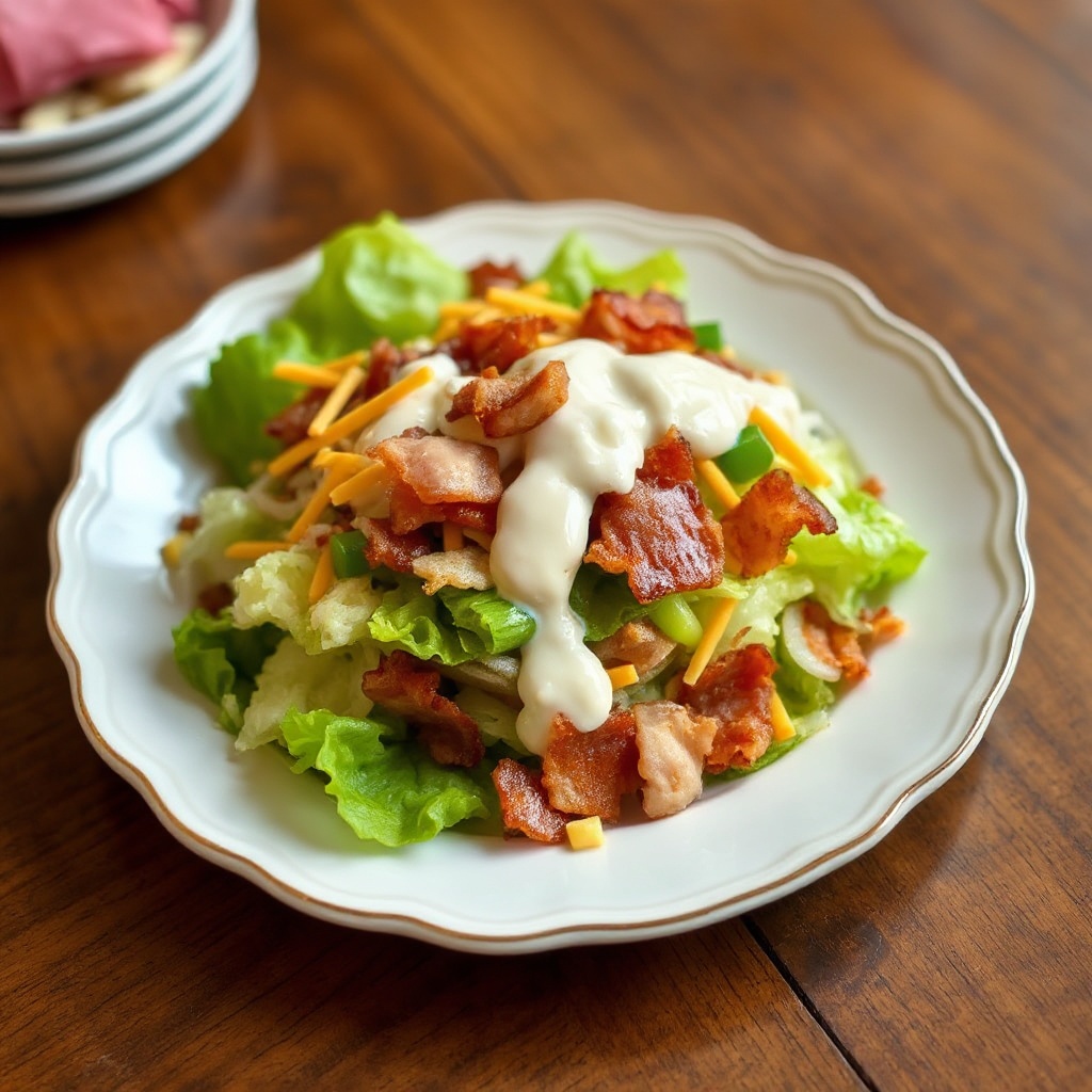 Knuspriger Schichtsalat mit cremigem Dressing