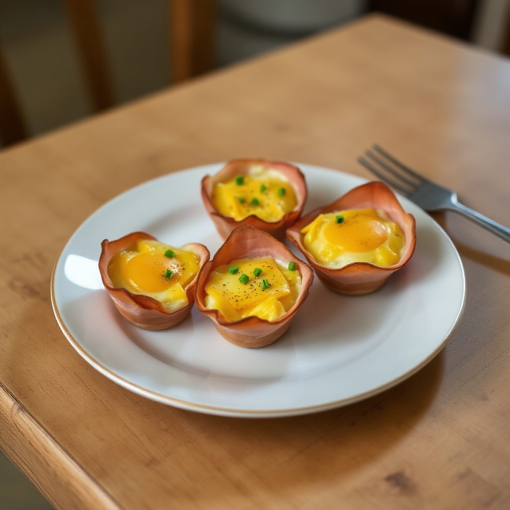 Schinken-Ei-Becher mit Cheddar und Schnittlauch