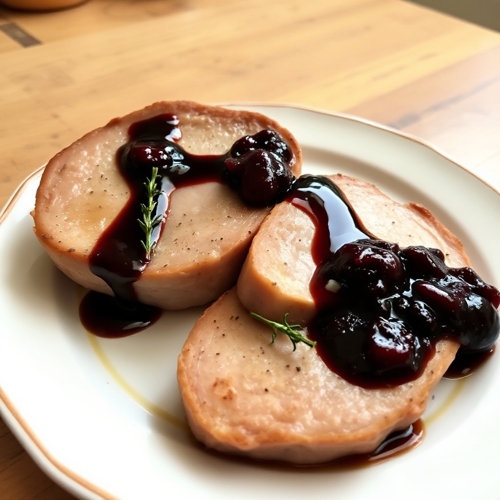 Schweinekoteletts mit Kirsch-Balsamico-Glasur
