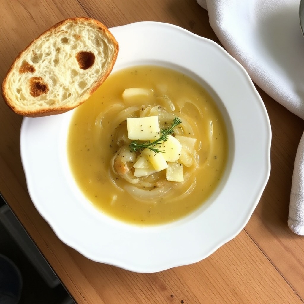 Zuppa di Cipolle Francese Migliorata con Gruyère e Timo