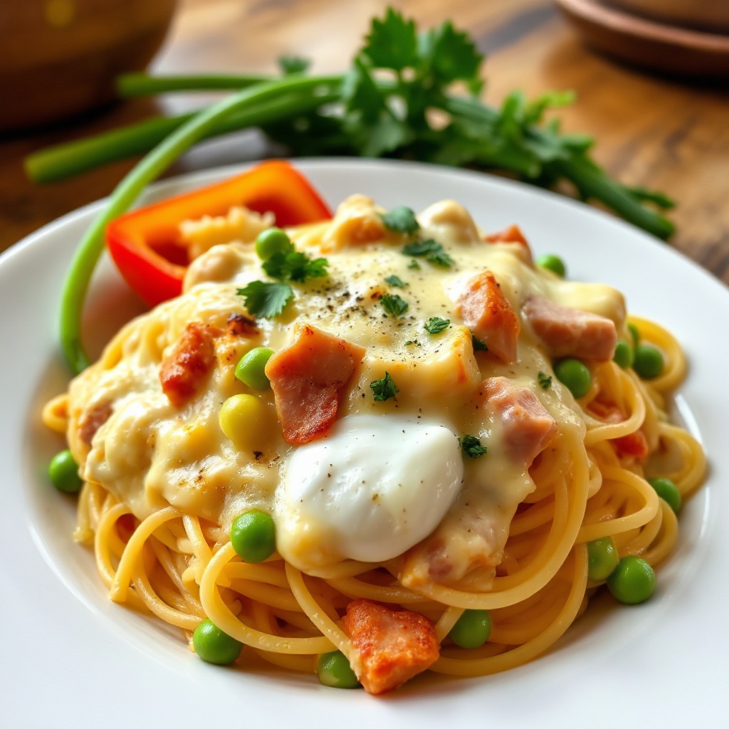 Cremige gebackene Spaghetti-Auflauf