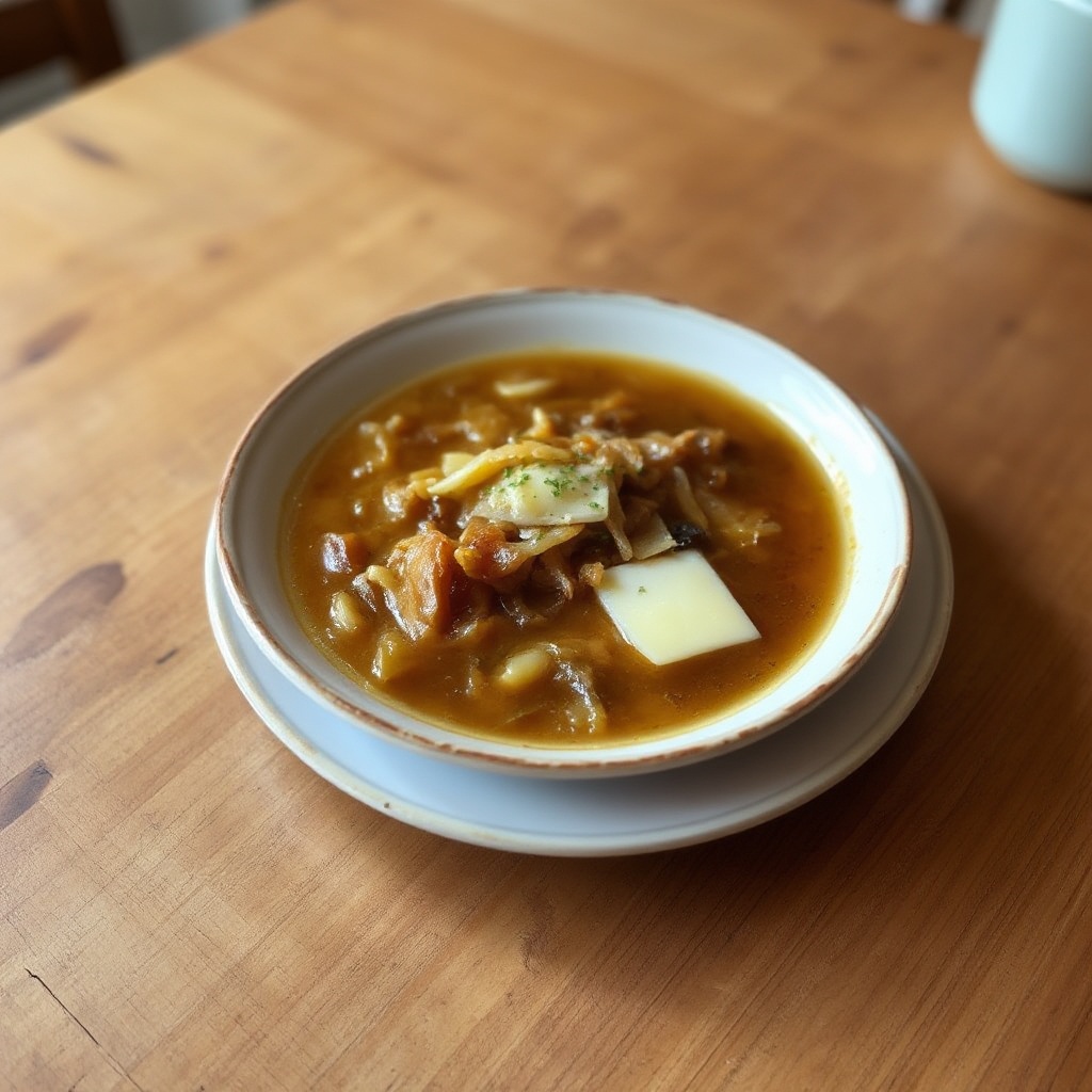Herzhafter karamellisierter Zwiebelsuppe