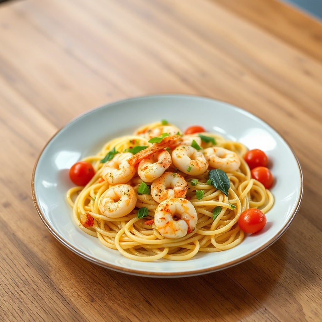 Würzige Knoblauch-Garnelen-Pasta-Delight
