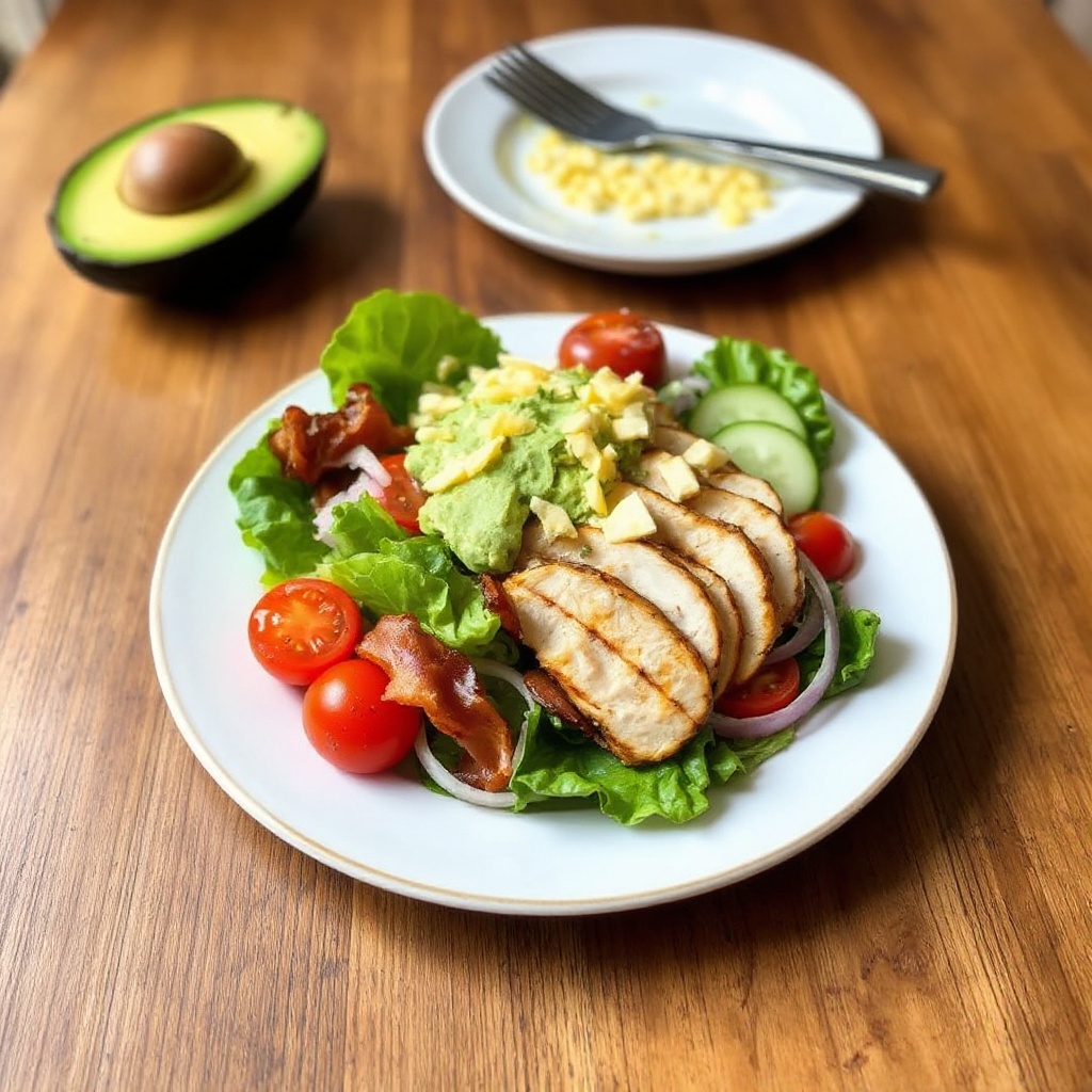 Grilled Chicken BLT Salad with Avocado Dressing