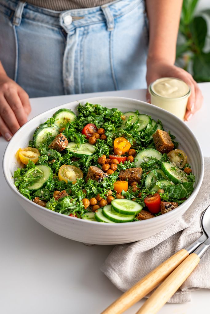 High-Protein Kale Caesar Salad