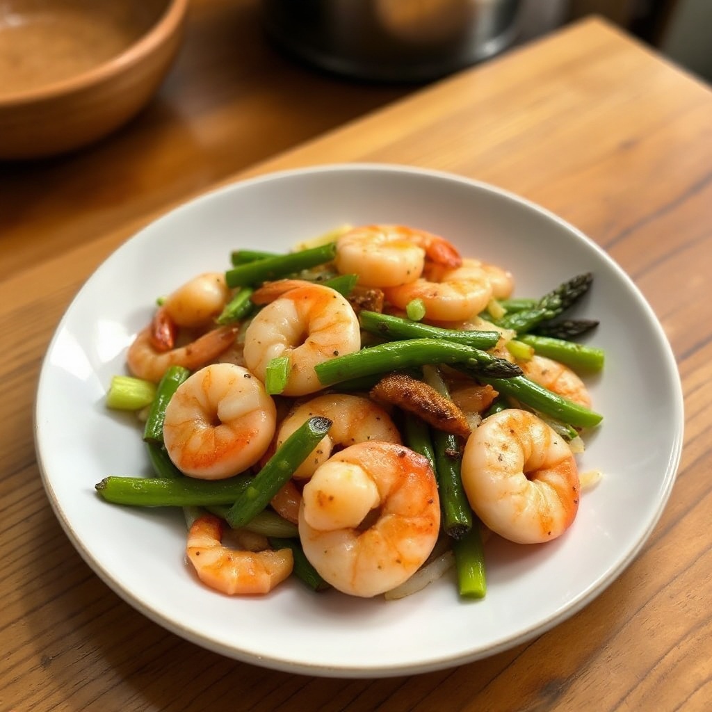 Garlic Shrimp and Asparagus Stir Fry
