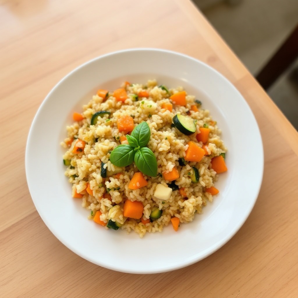 Herzhafte Zucchini- und Karottenreis-Mischung