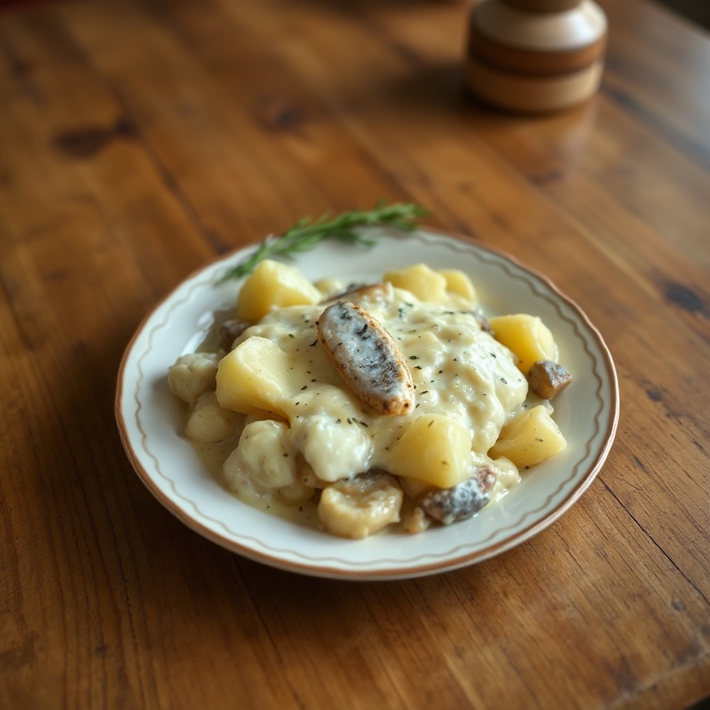 Schwedischer cremiger Kartoffel-Fisch-Auflauf