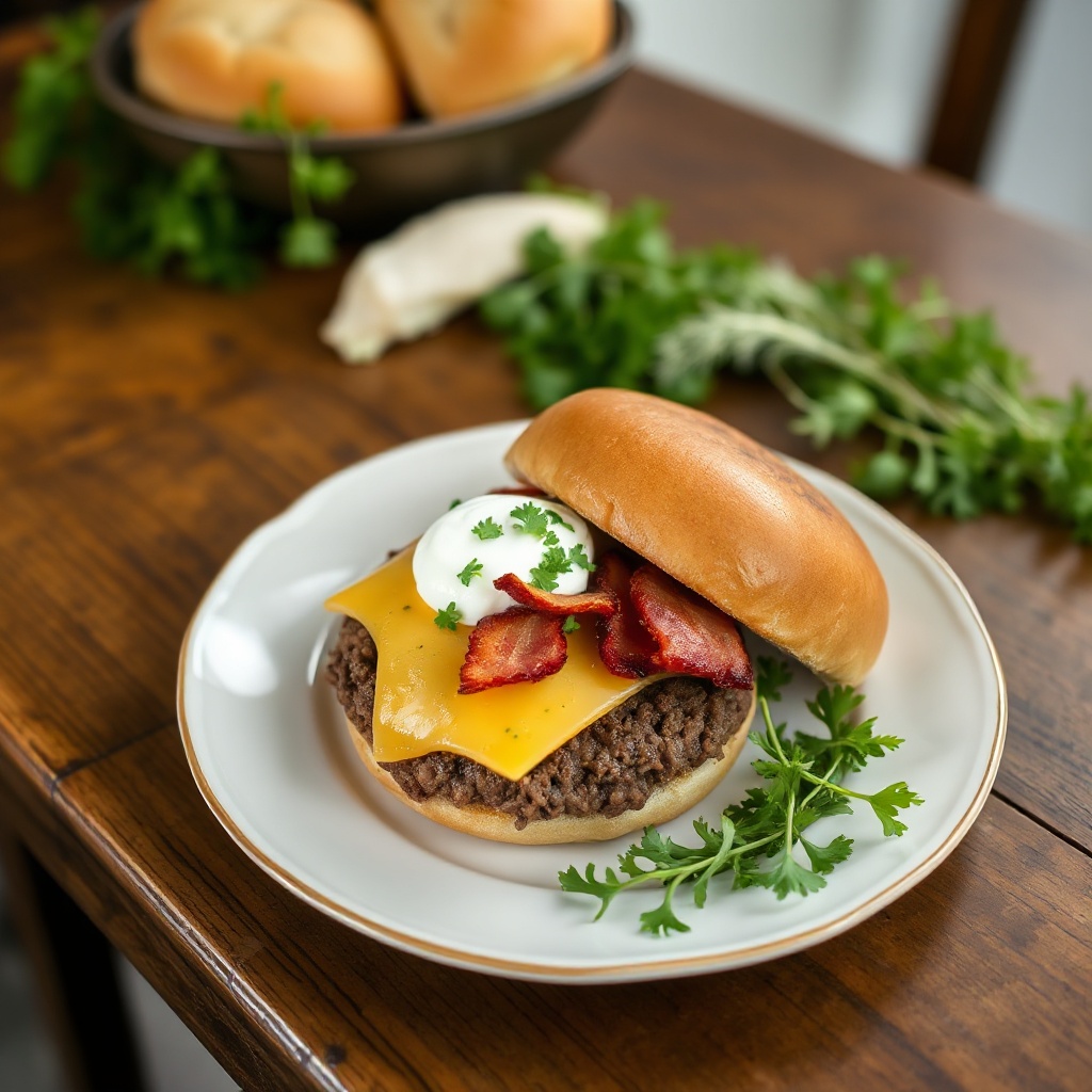 Herzhafter Kräuter-Cheeseburger Genuss
