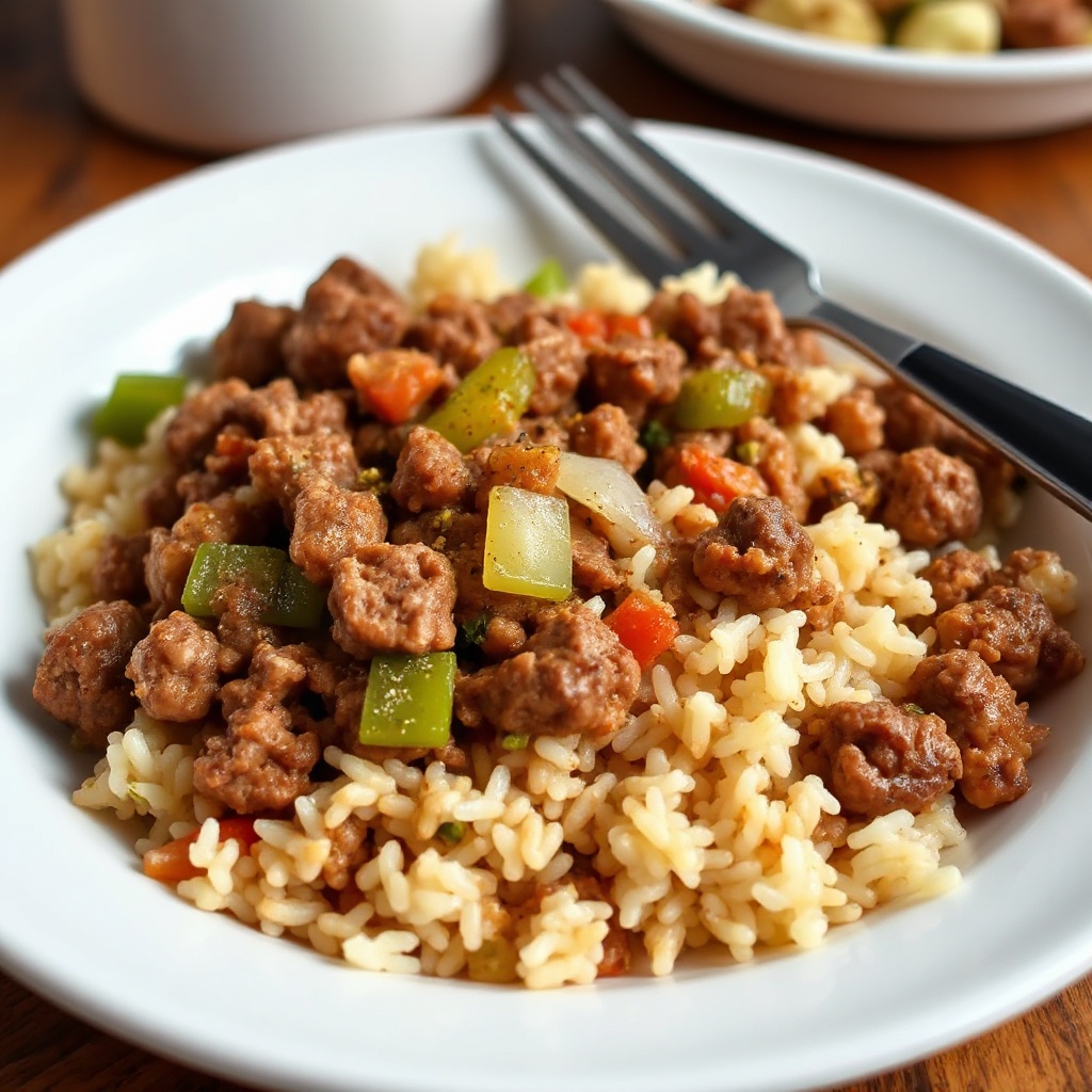 Skillet di Manzo Cajun e Riso