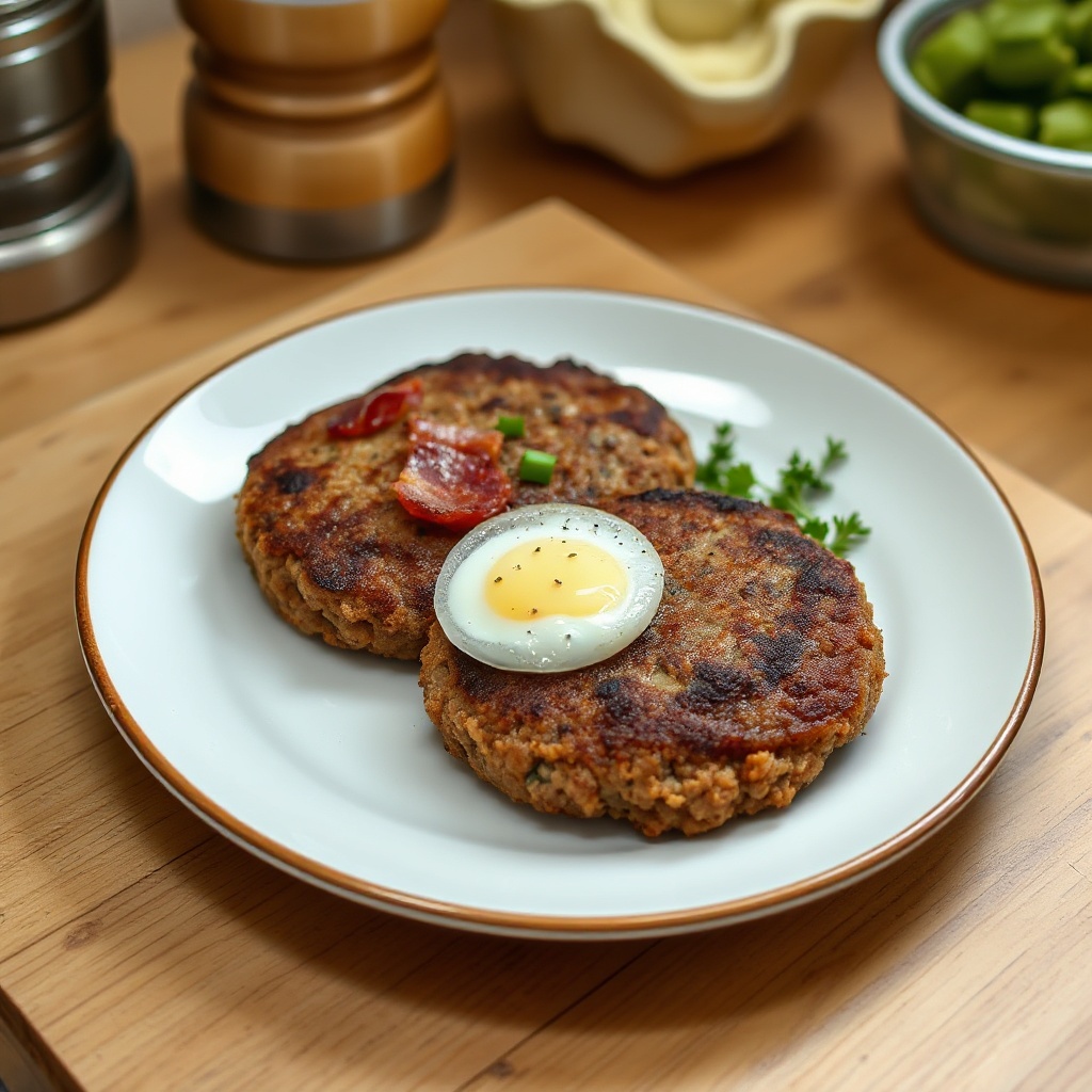 Herzhafte Bacon-Zwiebel-Rindfleisch-Patties