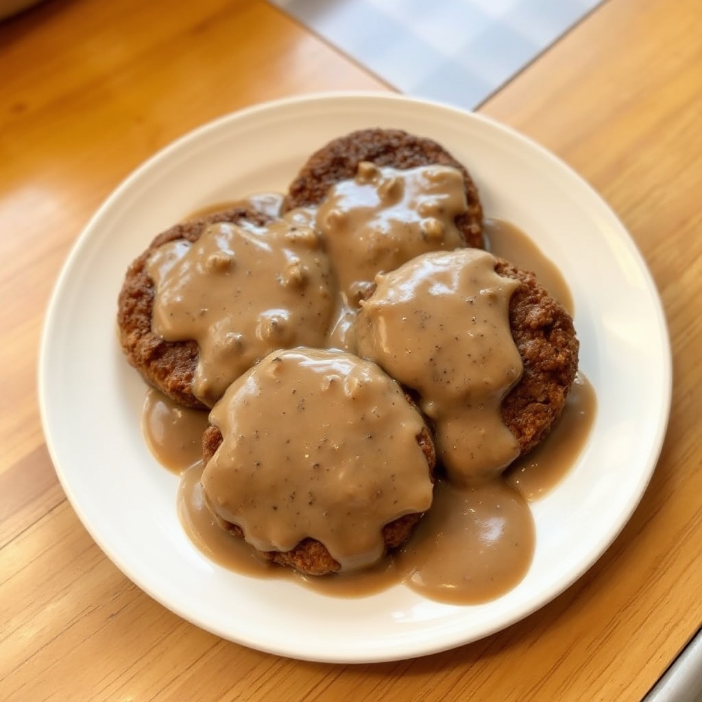 Savory Beef Patties with Mushroom Gravy