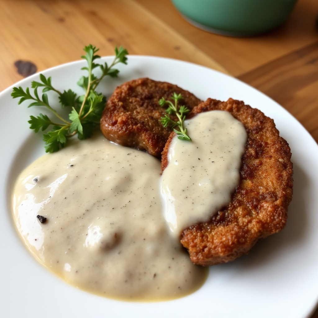 Knusprige Rindersteaks im Landhausstil mit cremiger Pfannensauce