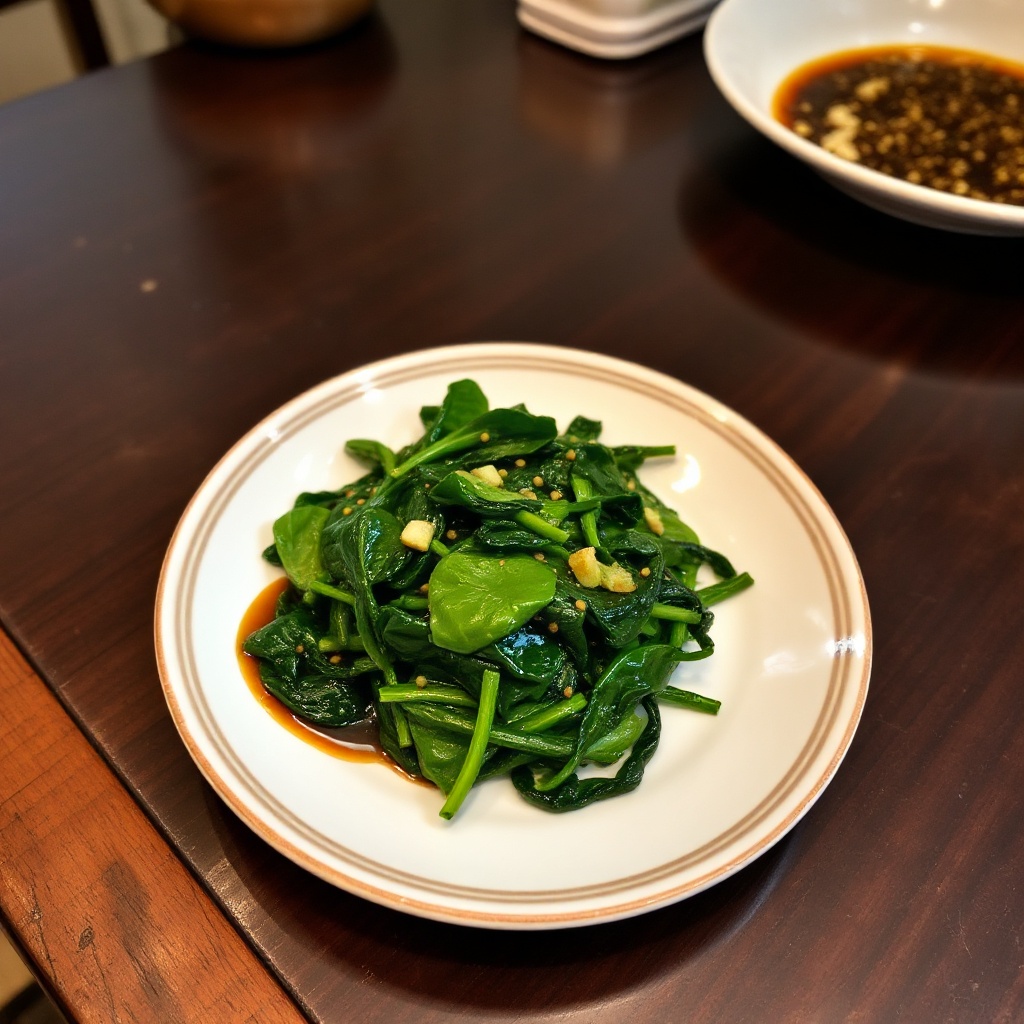 Delizia di Spinaci con Aglio e Salsa di Soia