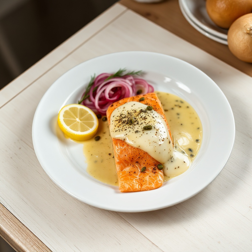 Herzhafter gebackener Lachs mit Zitronen-Kräutersauce