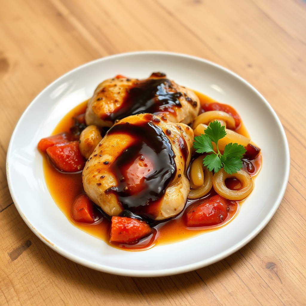 Pollo Glassato al Miele e Balsamico con Riduzione di Pomodoro