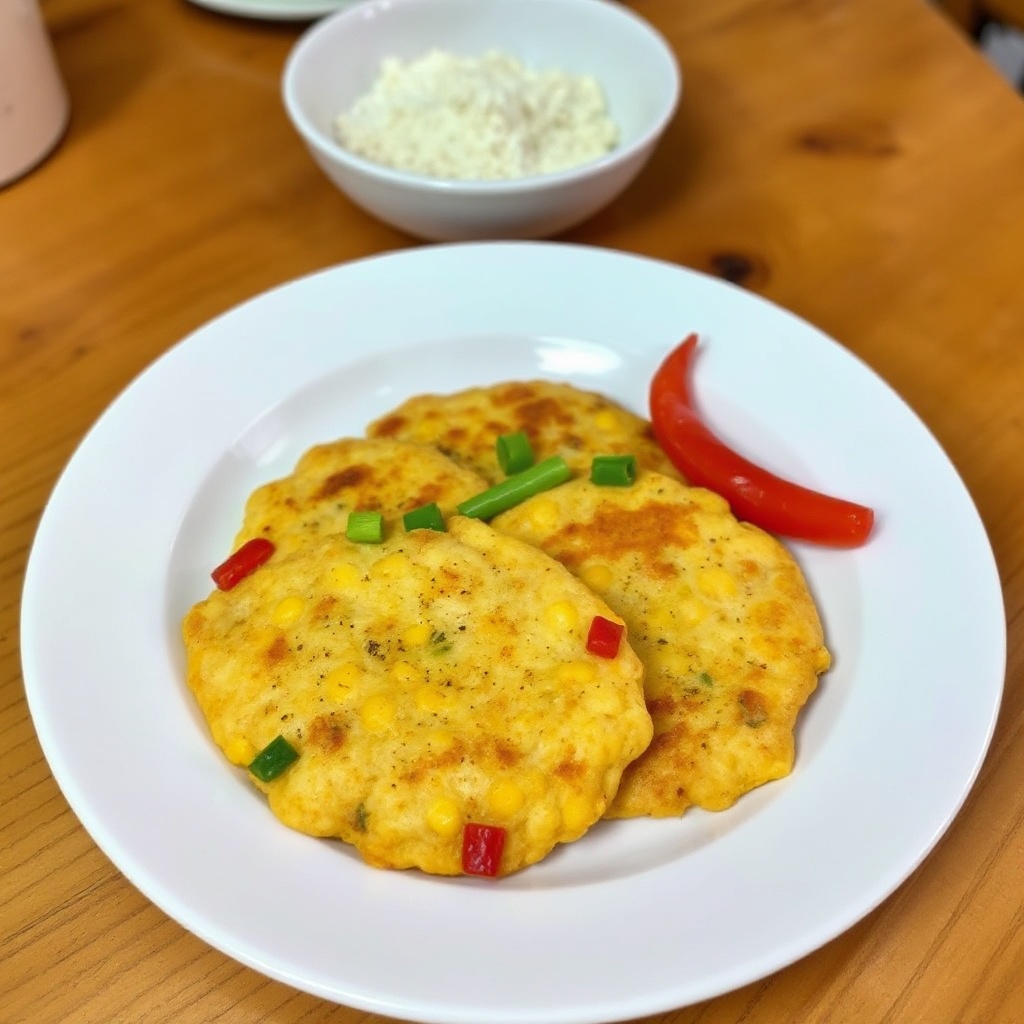 Gewürzte Mais- und Paprika-Puffer