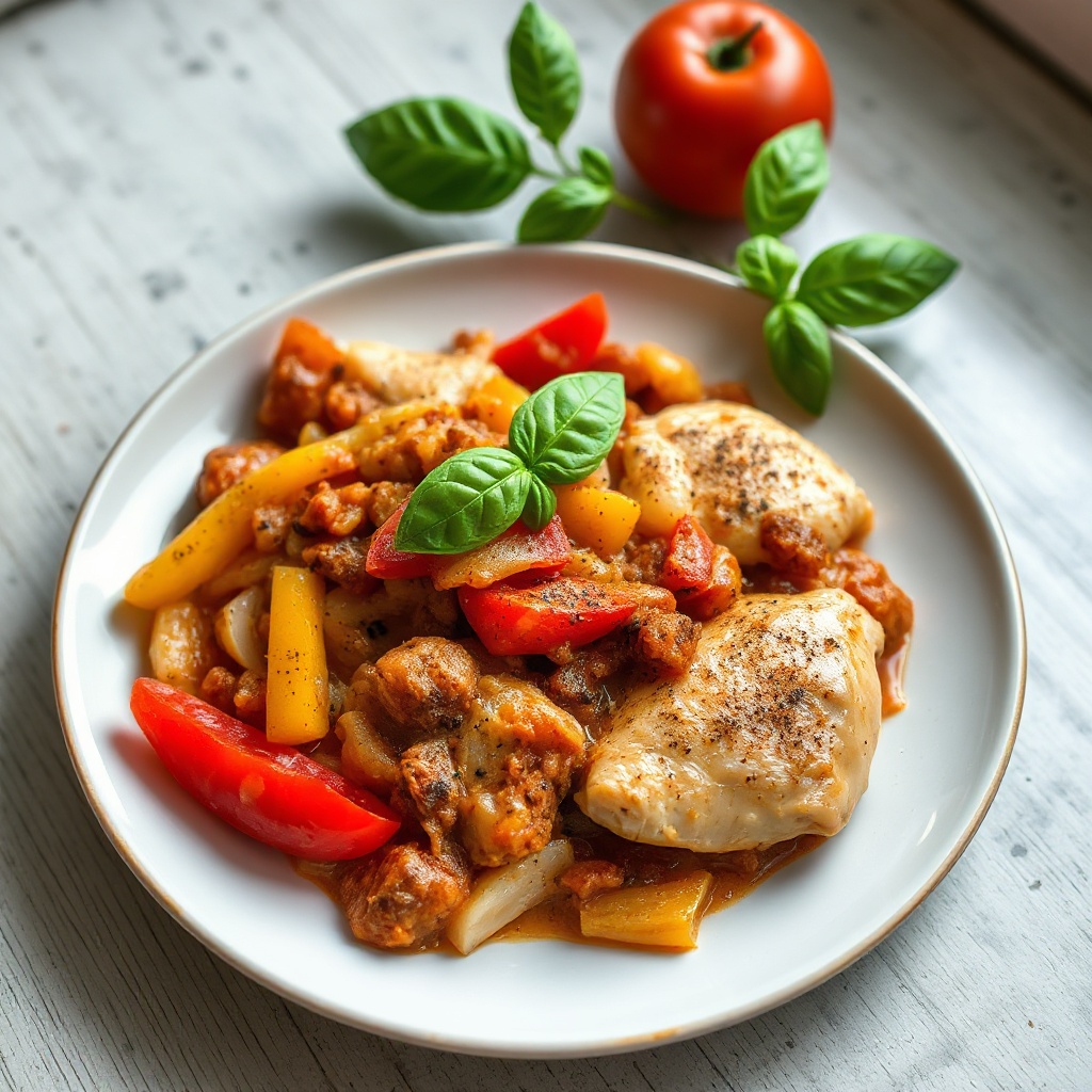 Herzhafter Hähnchen- und Paprika-Chili
