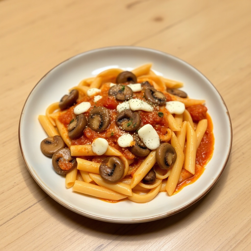 Cremige Penne mit Pilzen und Mozzarella