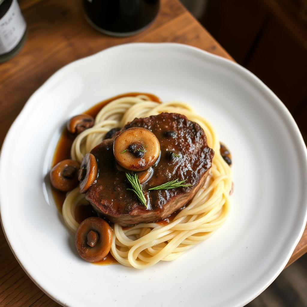 Filet Mignon Scottato con Salsa di Funghi Savory