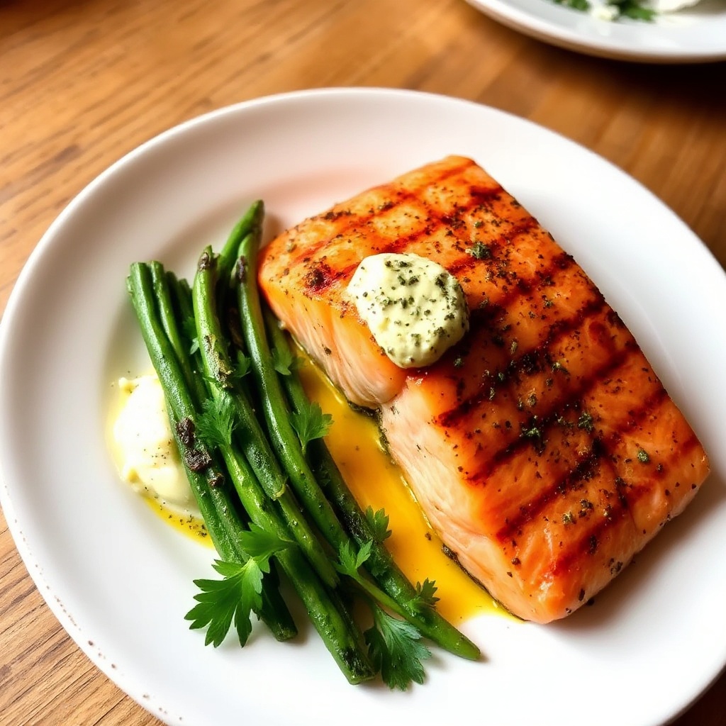 Salmone Grigliato Salato con Burro alle Erbe