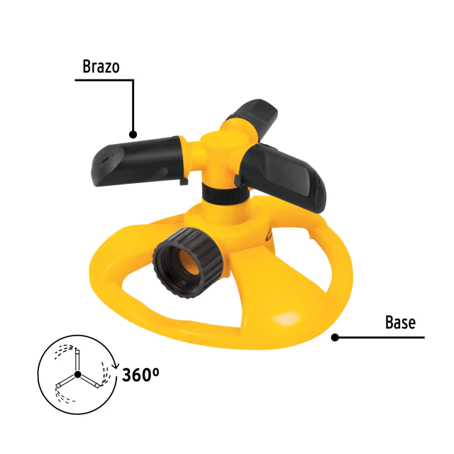 Regadera Giratoria Plástica con 3 Brazos Alcance 7 Mts