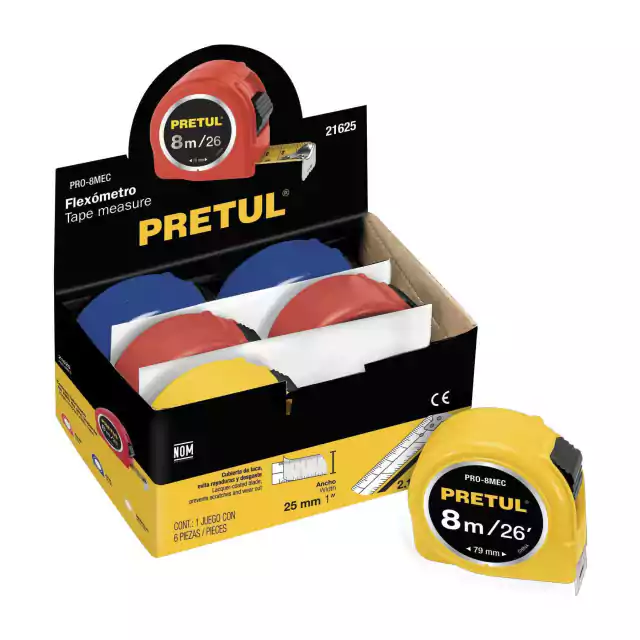 Cinta Metrica 8 Mts - Ancho 25 Mm - A Granel X 6 U