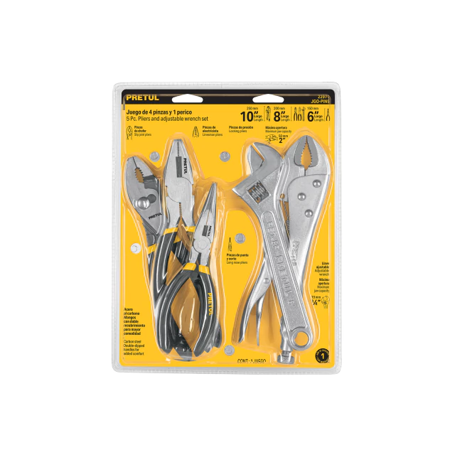 Juego de 4 Pinzas + Ajustable en Blister