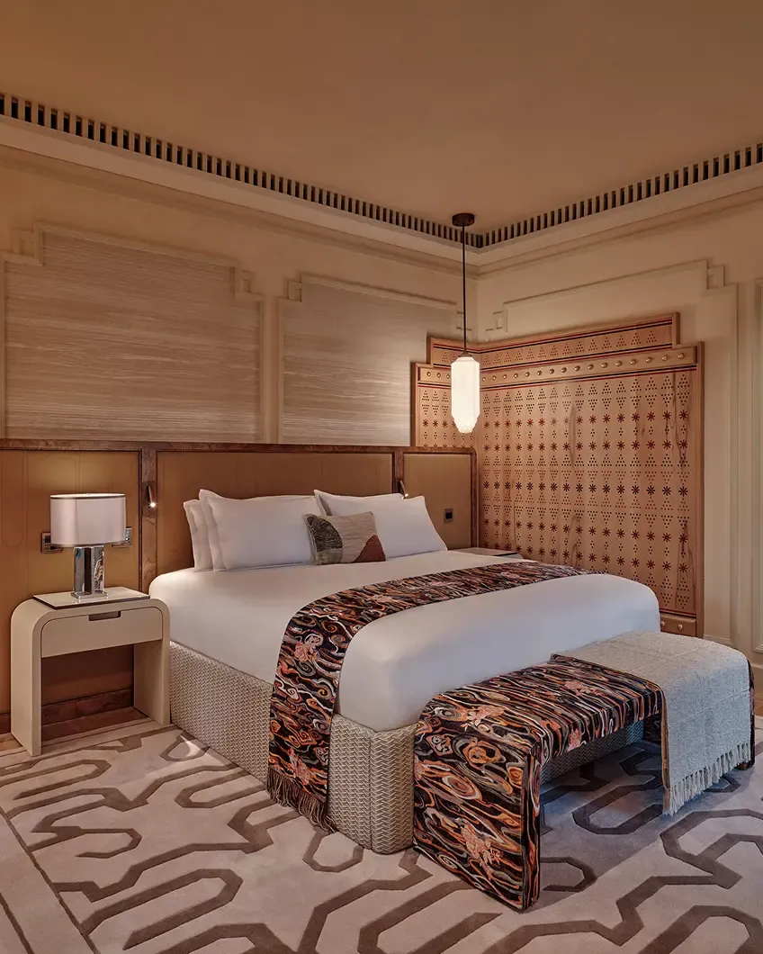 elegant bedroom with side table 
