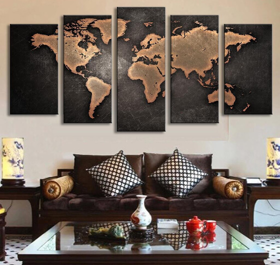 living space decorating with map