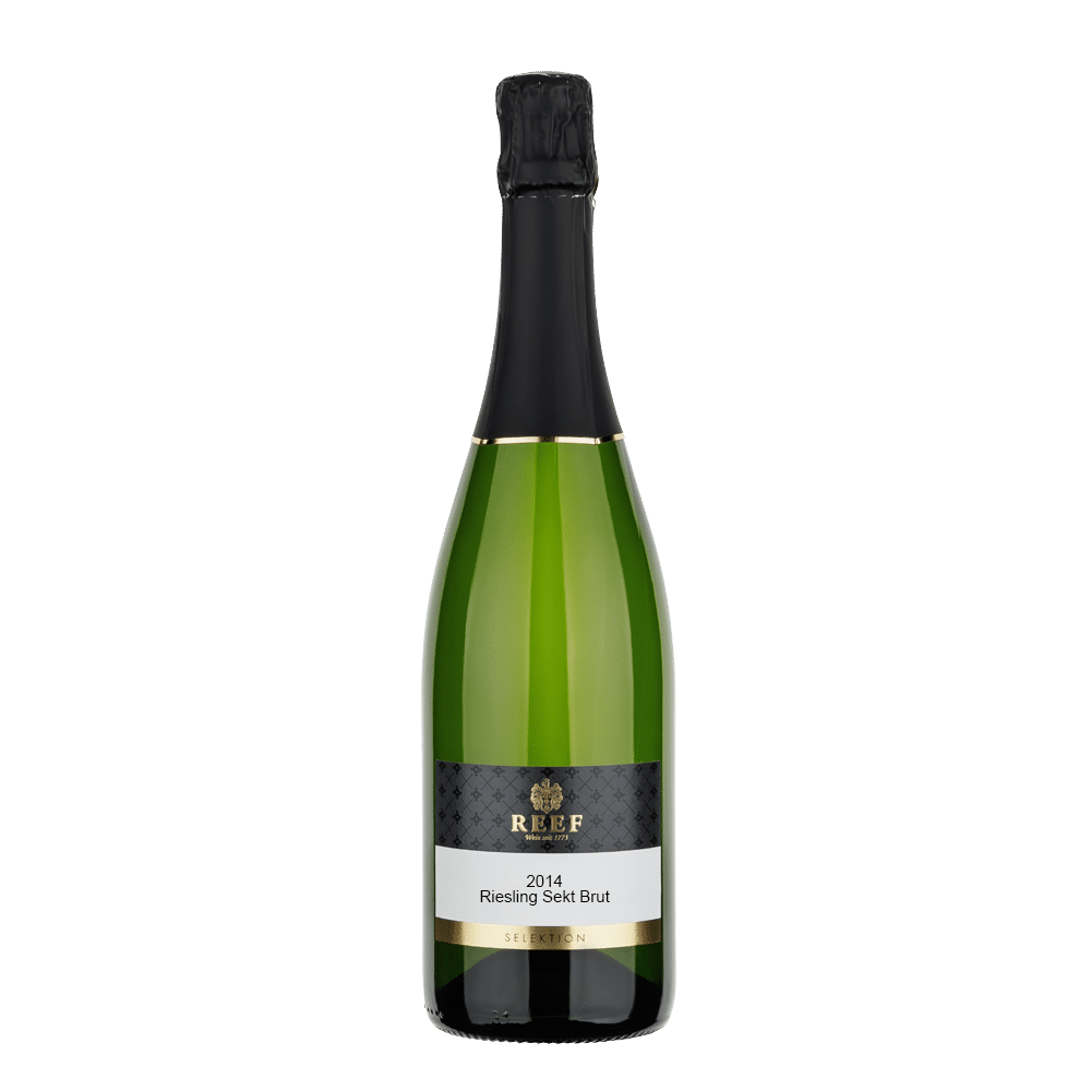 Sektflasche mit dem Aufdruck "Riesling Sekt Brut"