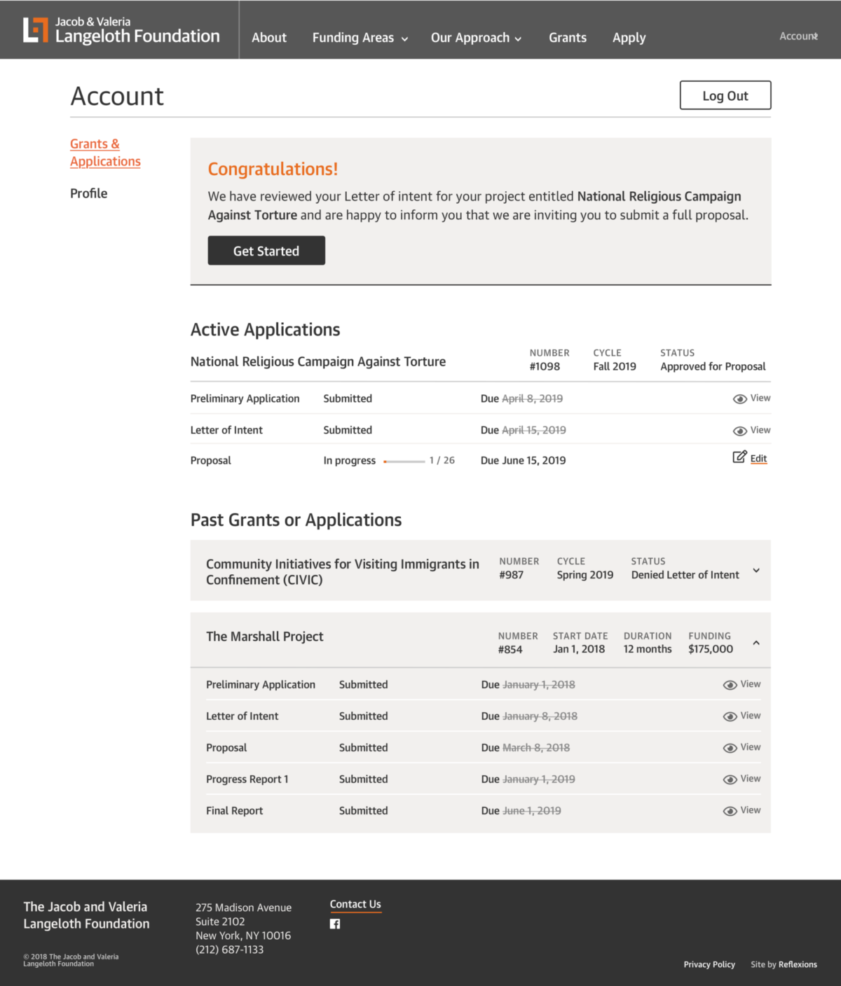 Account Dashboard approved for Proposal