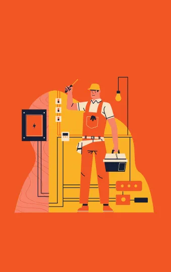 Dessin d'un électricien en intervention