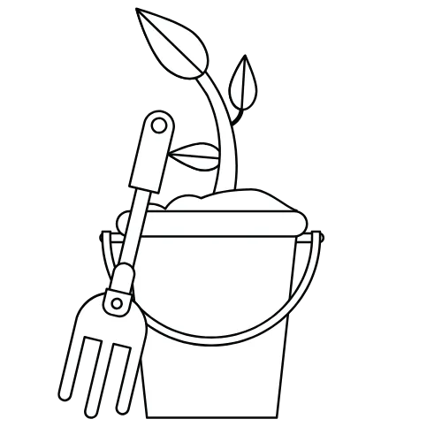 Dessin d'outils de jardinage