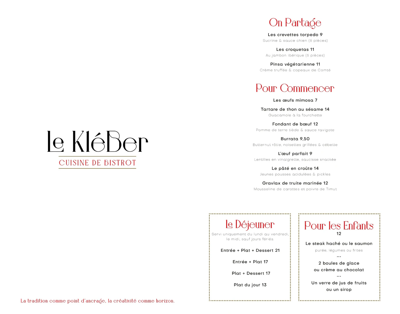 La carte du Kléber — page 1