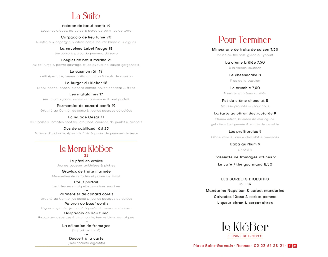 La carte du Kléber — page 2