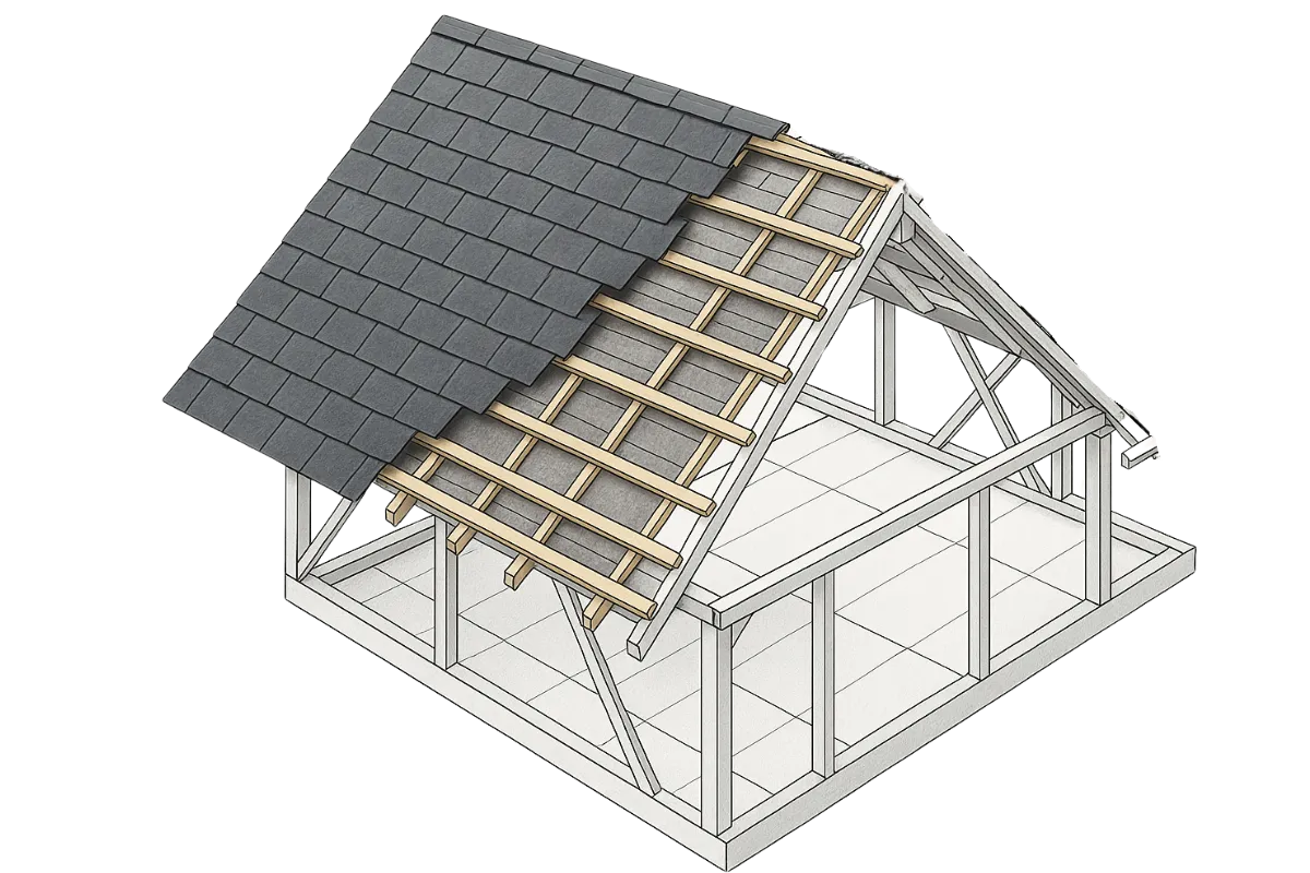 Structure de maison - couverture en ardoise
