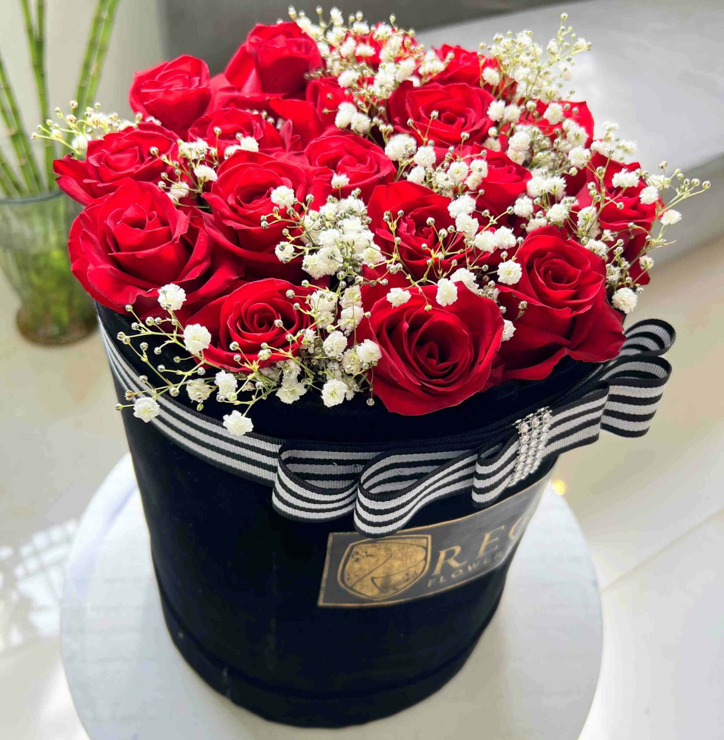 CLASSIC ROSES ARE RED BOX ARRANGEMENT - Red Roses And Million Stars