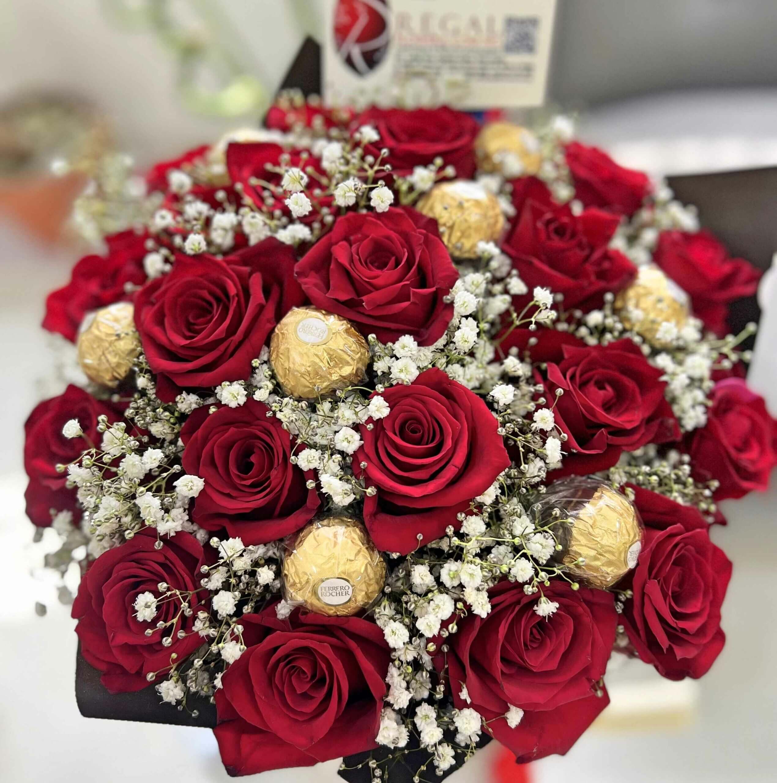 Rgal Red Rose and Million stars with Ferrero Chocolate_11zon