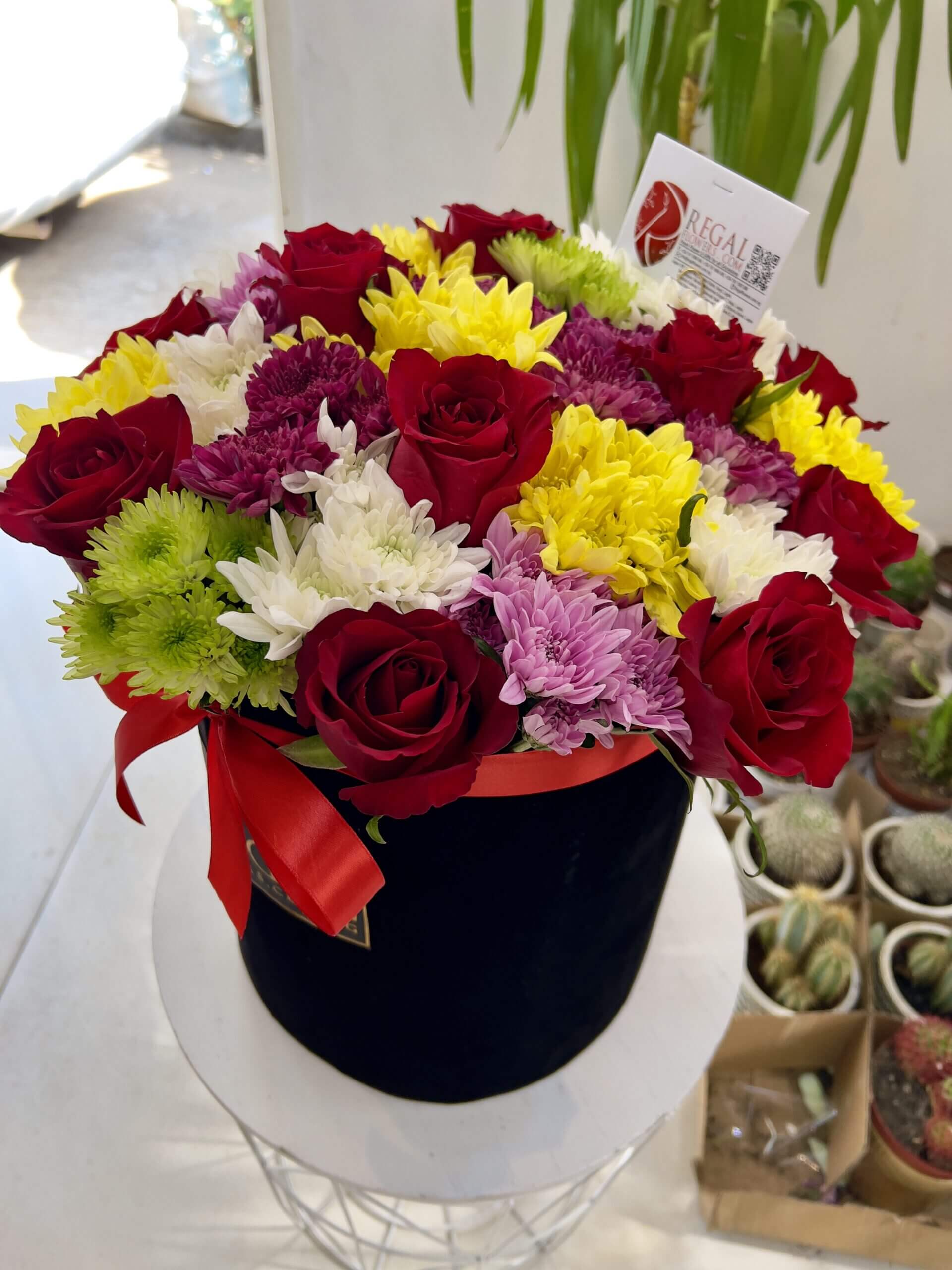 Red Roses and Mixed Chrysanthemums