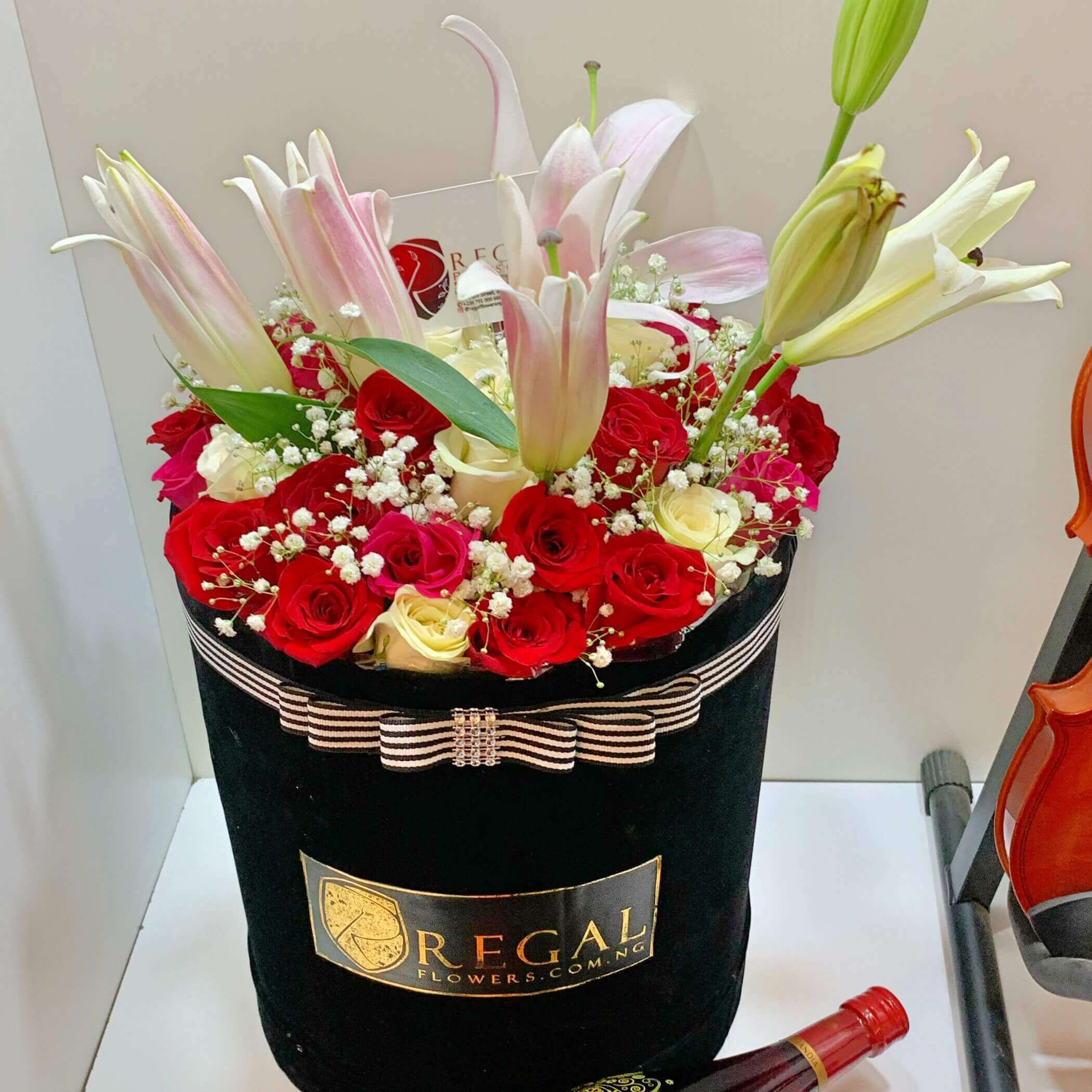 Pink Roses, Red Roses, White Roses and Million stars with Chocolate, Moet wine, Flower store, Flower delivery company, flower for her