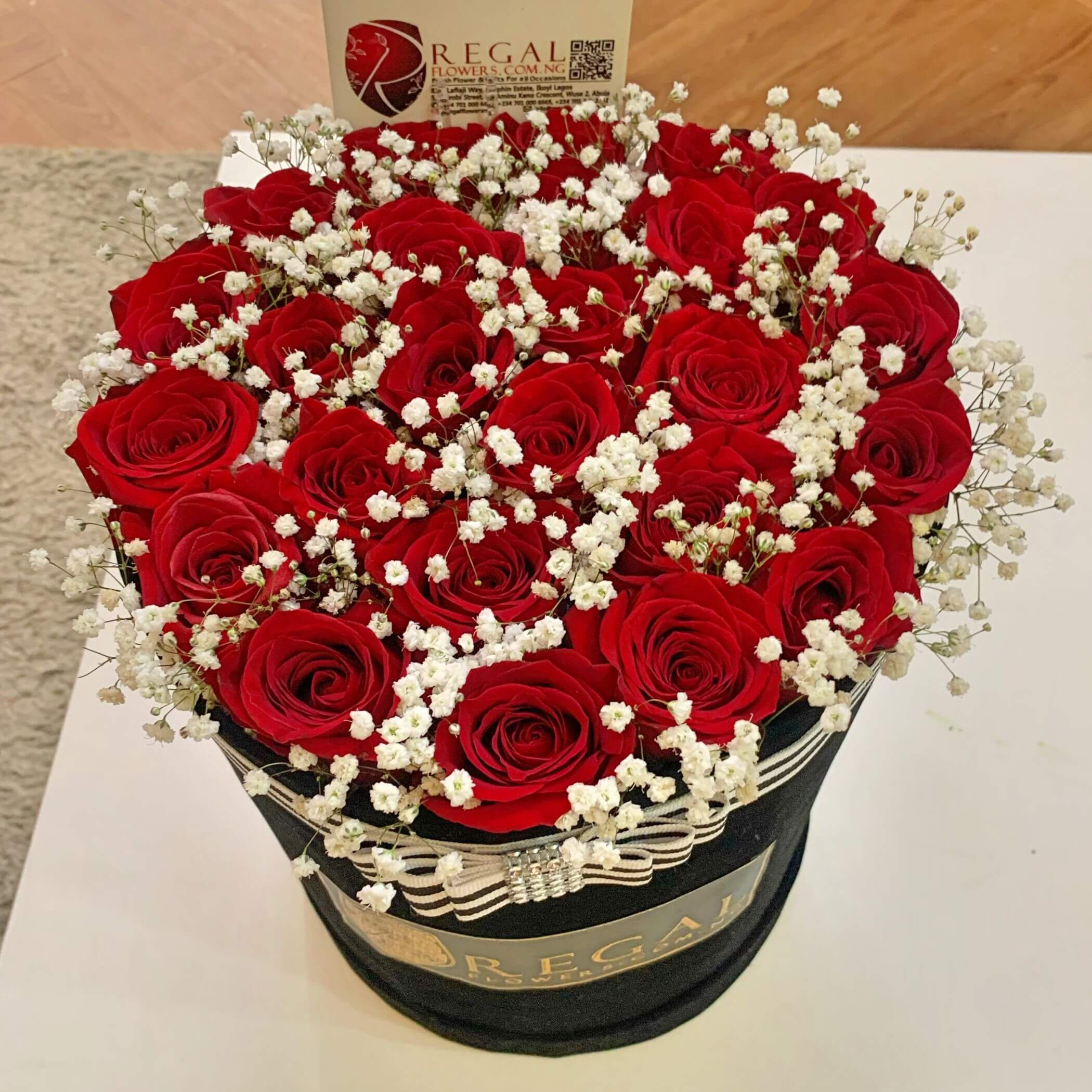 Red Roses with gypso and Guylian Chocolate, with Moet wine, Fresh flower store in Abuja, flower delivery in lagos, flower for her