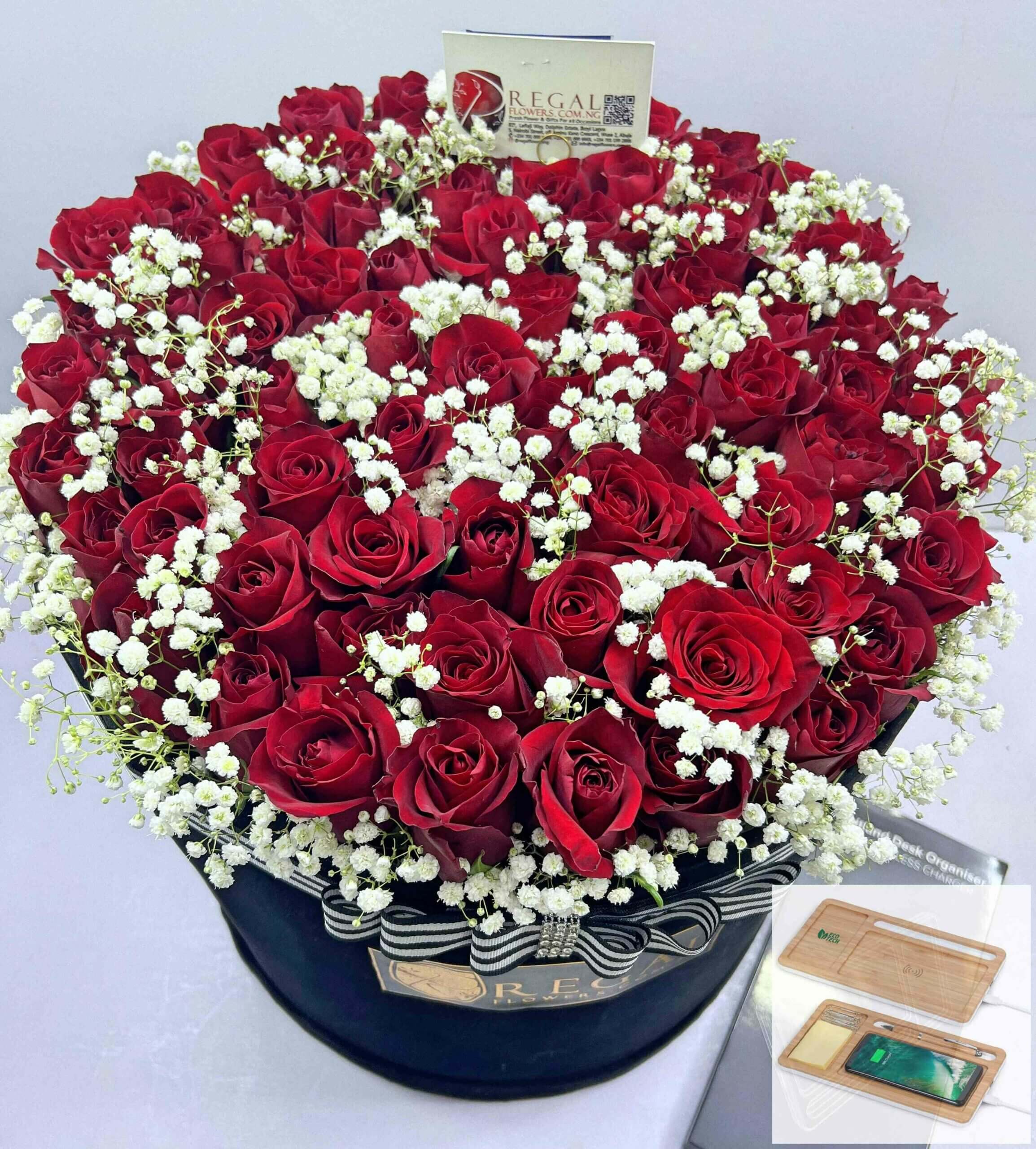 Regal Red Roses and Million stars VIP box Arrangement_11zon (1)