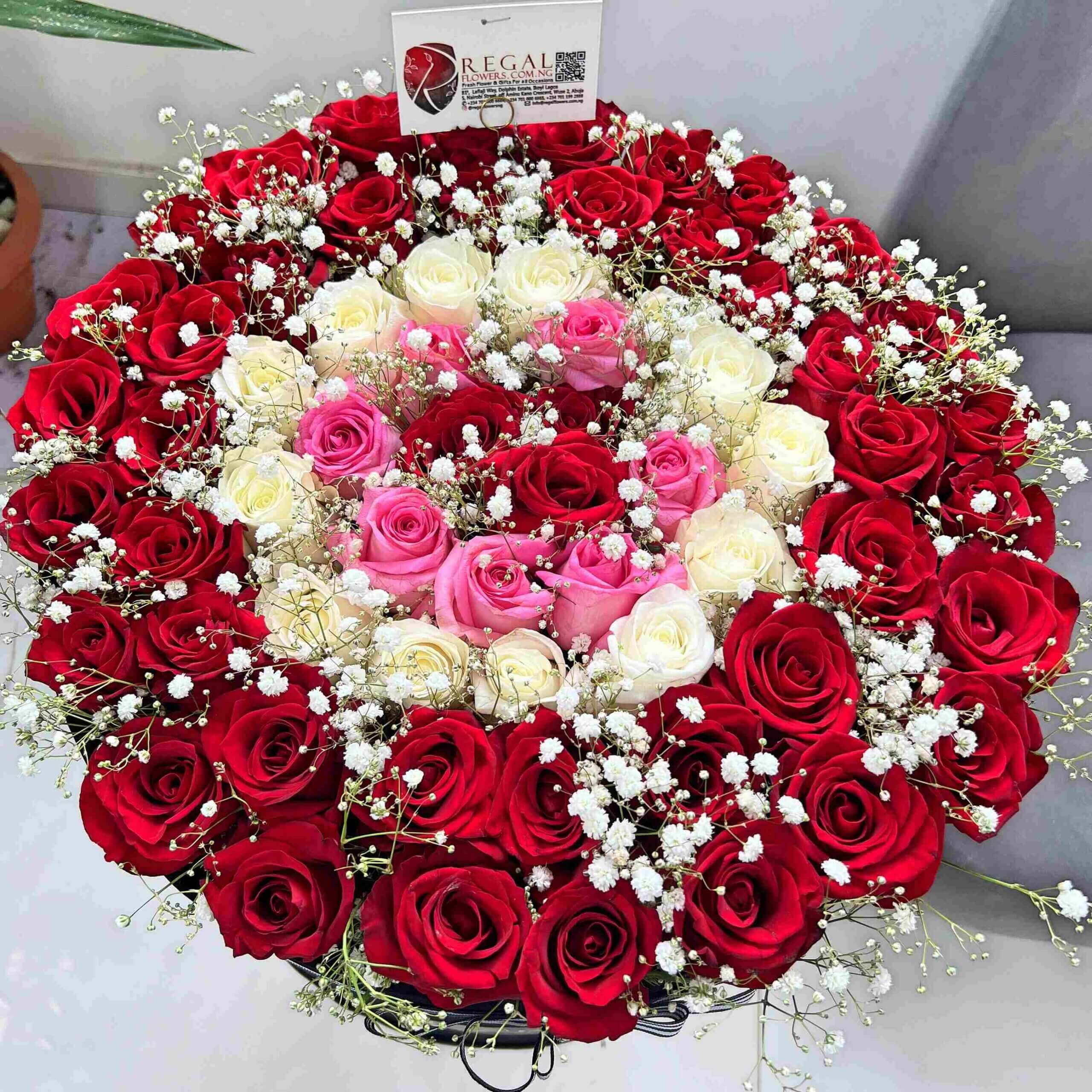 Regalflowers Red Roses, White Roses and Pink Roses