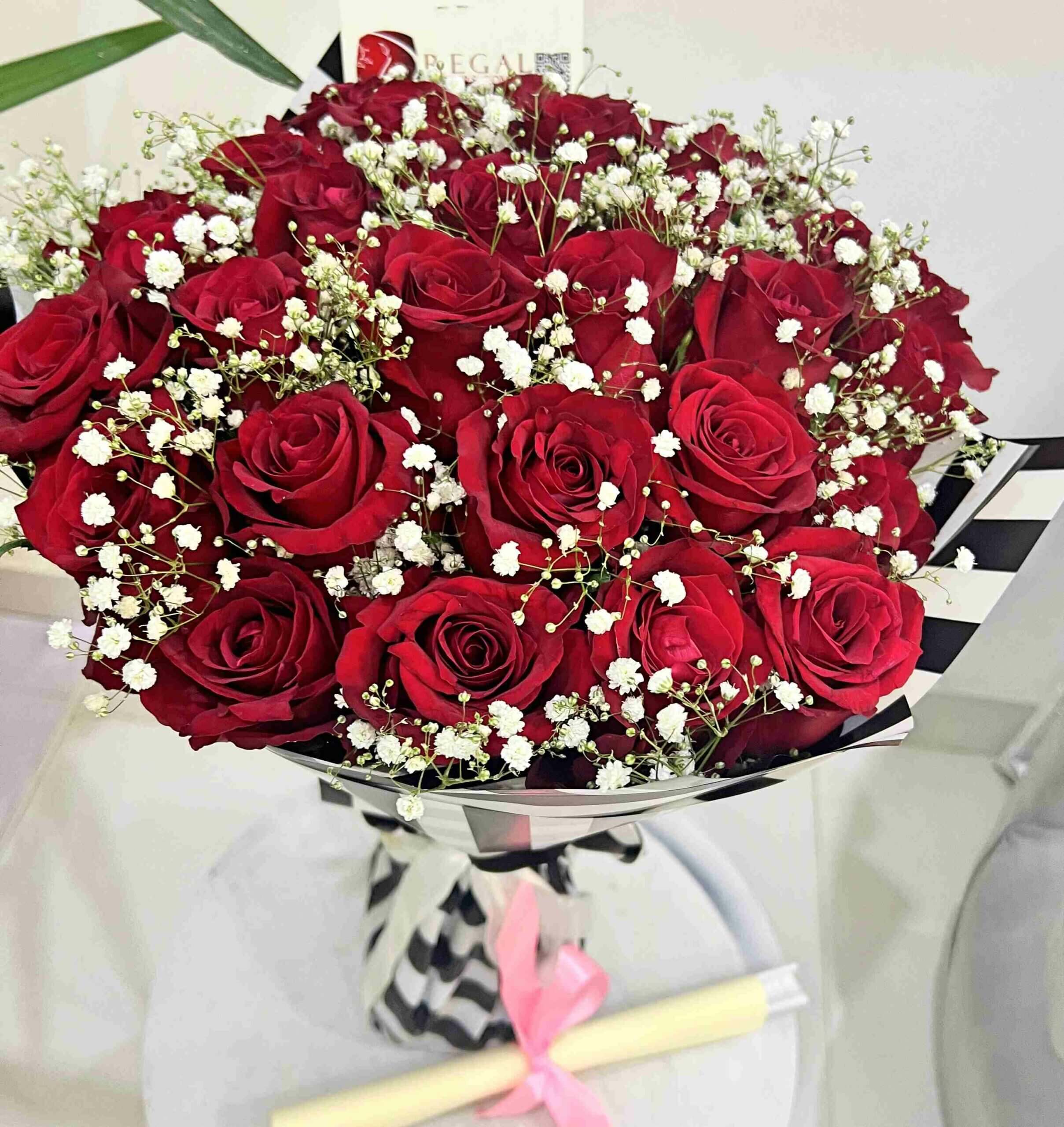 Regal Bouquet Red Roses and Million Stars